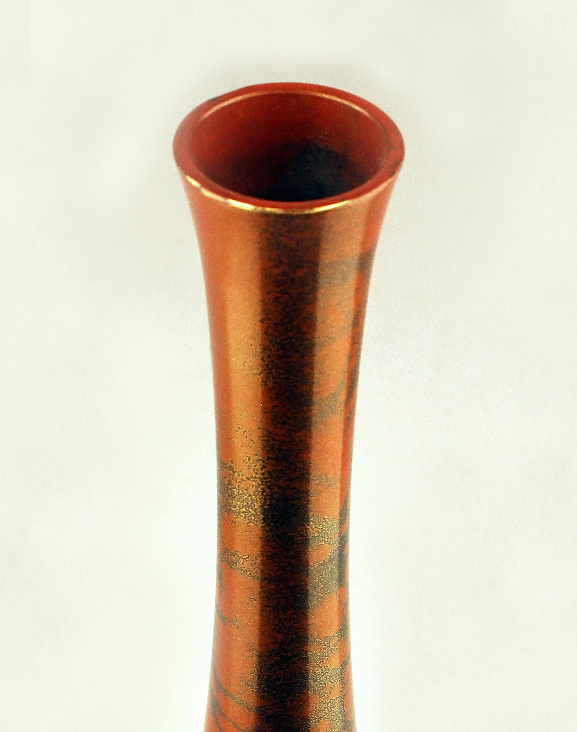20th Century/Shōwa Period Murashido Patinated and Polished Bronze Japanese Vase In Good Condition For Sale In North Miami, FL