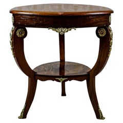 Antique 20th Century Side Table with Brass Appliqués