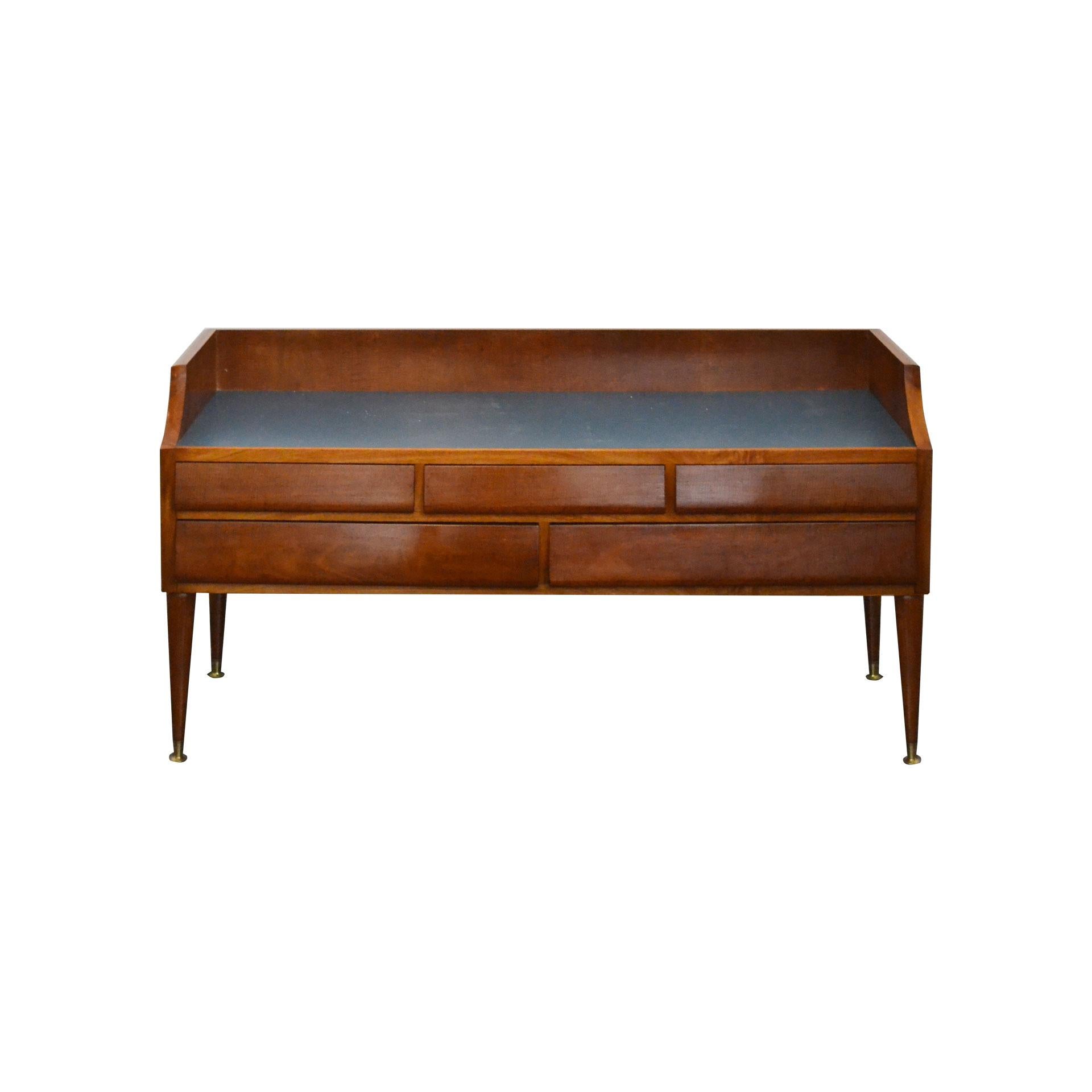 Mid-Century Modern 20th Century Sideboard in the Style of Gio Ponti in Wood and Brass
