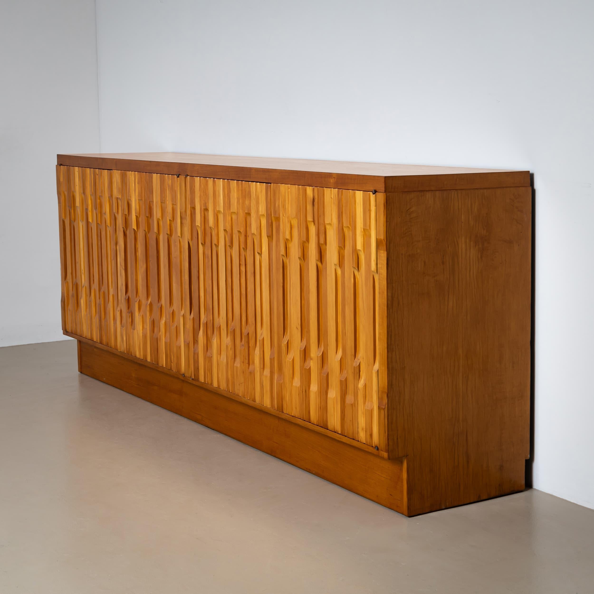 Wood 20th Century Sideboard in the style of Luciano Frigerio, Italy 1970s For Sale