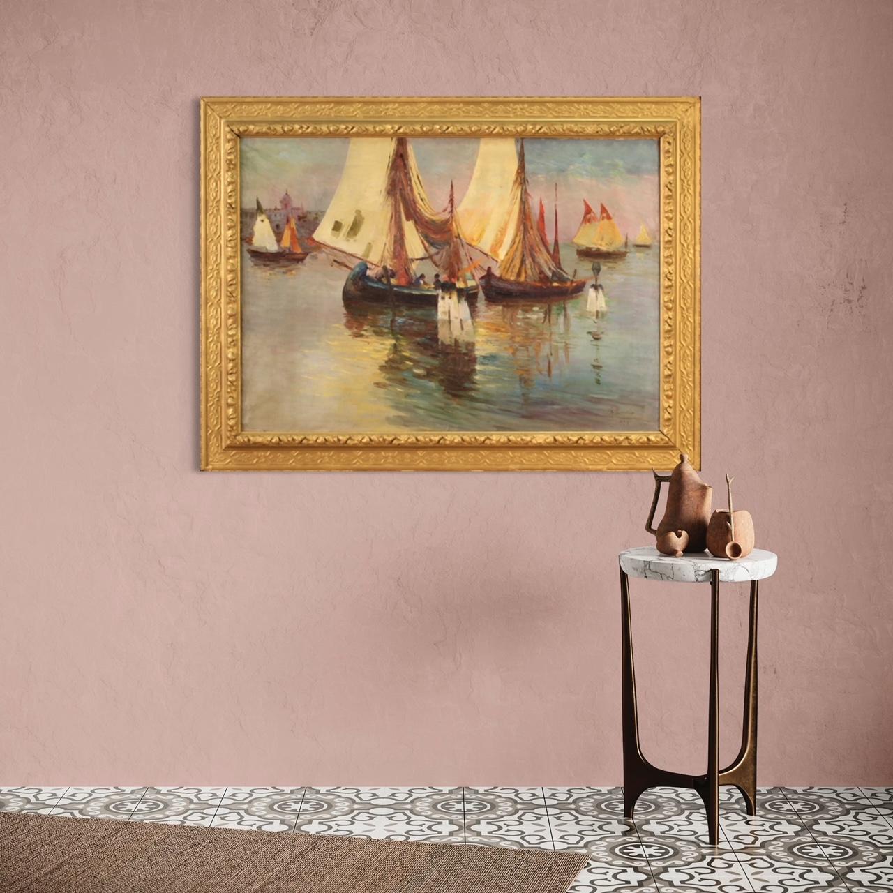 Peinture italienne de paysage marin du 20ème siècle signée et datée, 1926  en vente 9