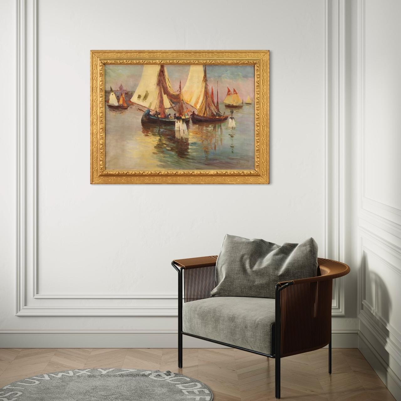 20th Century Signed and Dated Italian Seascape Signed Painting, 1926  For Sale 10