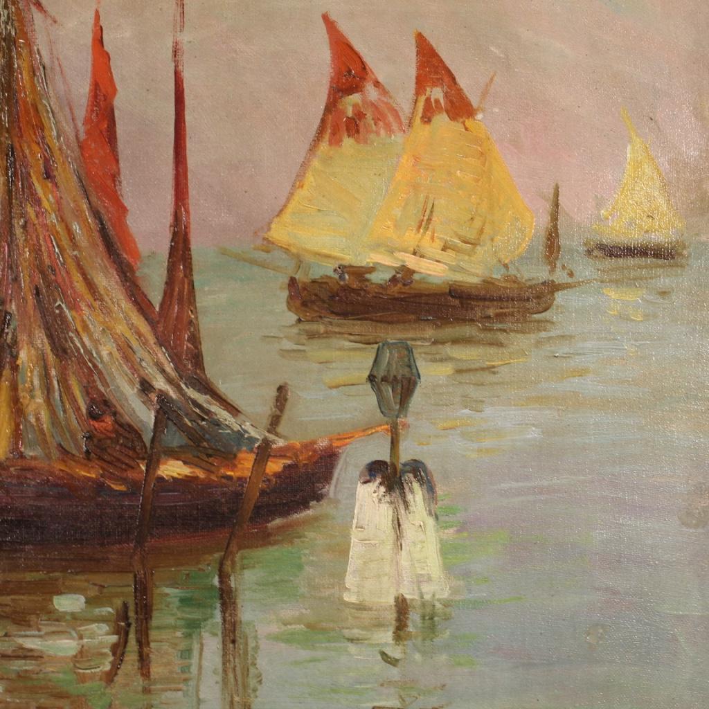 Peinture italienne de paysage marin du 20ème siècle signée et datée, 1926  en vente 3