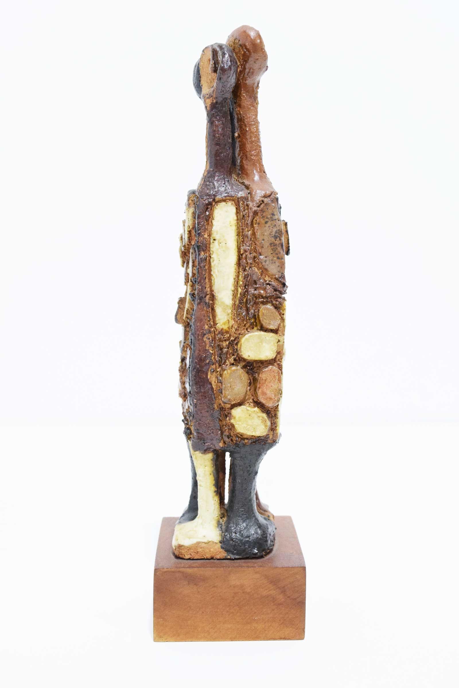 Mid-Century Modern 20th Century Signed Ceramic Figure Sculpture For Sale