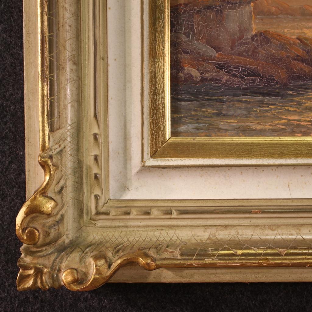 siglo XX Firmado Remo Testa Óleo sobre Cavas Paisaje marino Pintura Italiana, 1950 6