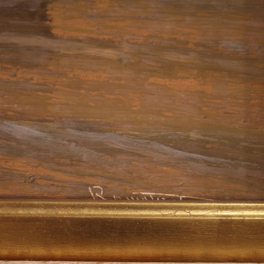 siglo XX Firmado Remo Testa Óleo sobre Cavas Paisaje marino Pintura Italiana, 1950 2