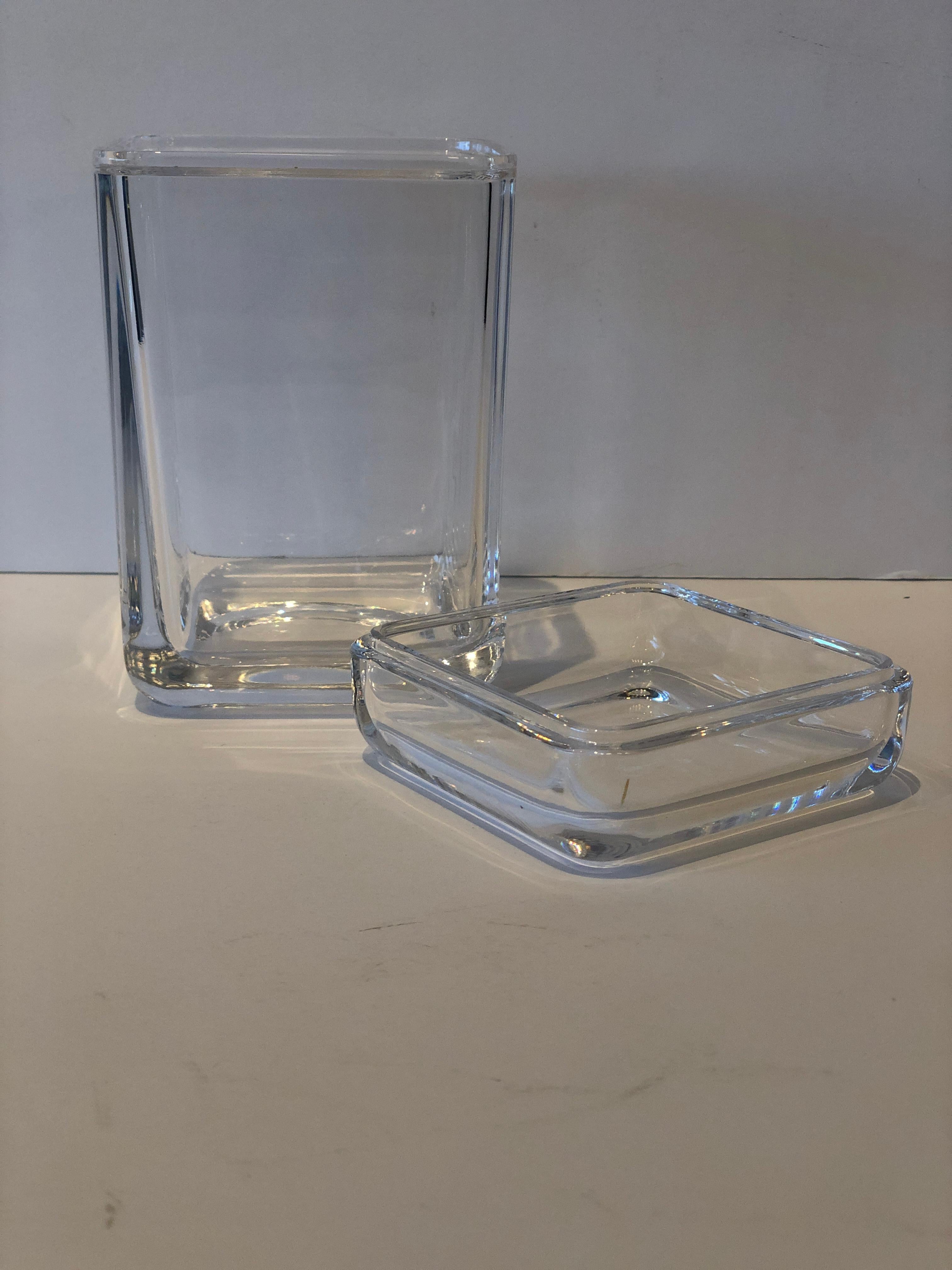 Other Tiffany & Co. Clear Elongated Geometric Rectangular Glass Container/Jar with Lid For Sale