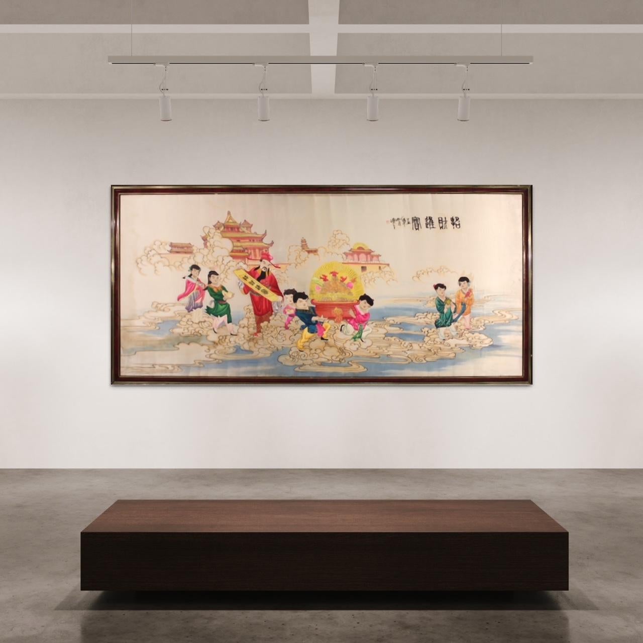 Tableau de paysage chinois ancien en soie et édition du 20e siècle, 1980 en vente 9