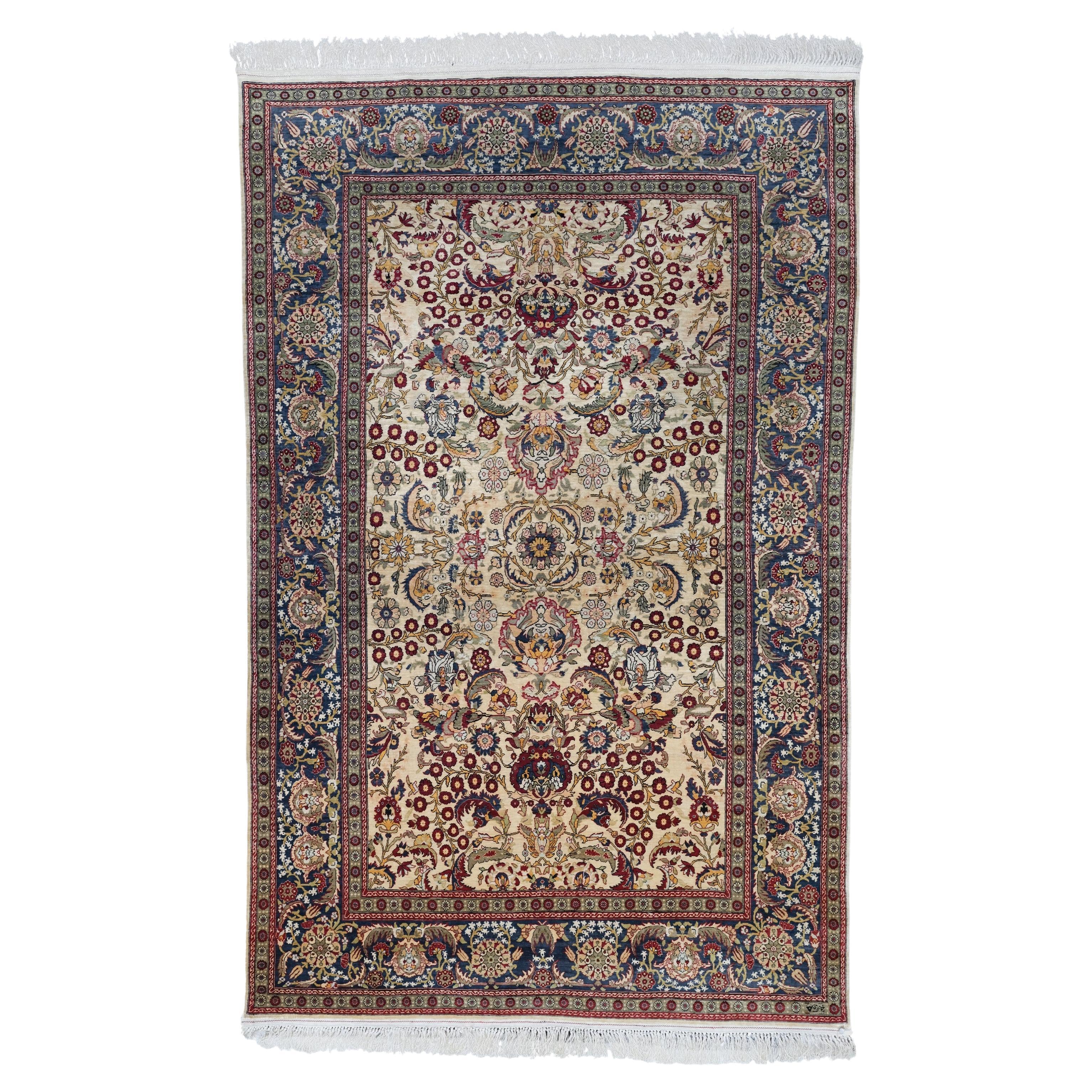 20th Century Silk Hereke Rug - Antique Turkish Rug, Silk Rug