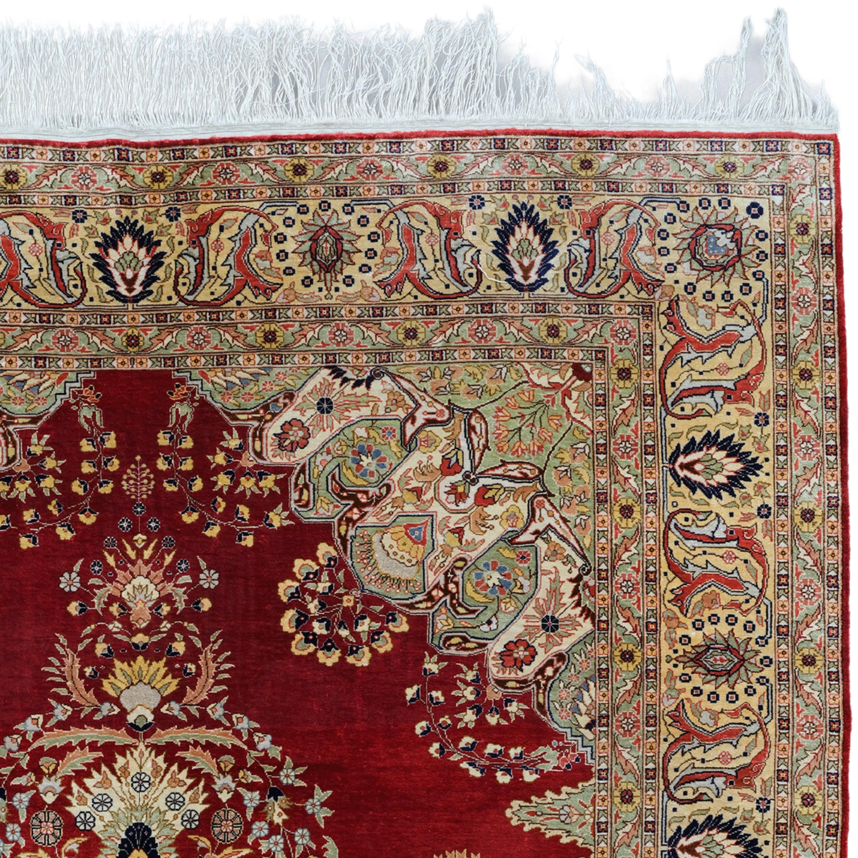 20th Century Silk Kayseri Hereke Rug - Vintage Rug, Silk Rug, Turkish Rug For Sale 1