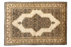 Ghom Silk Rug with Ivory Field and Navy–Gold Paisley Medallion