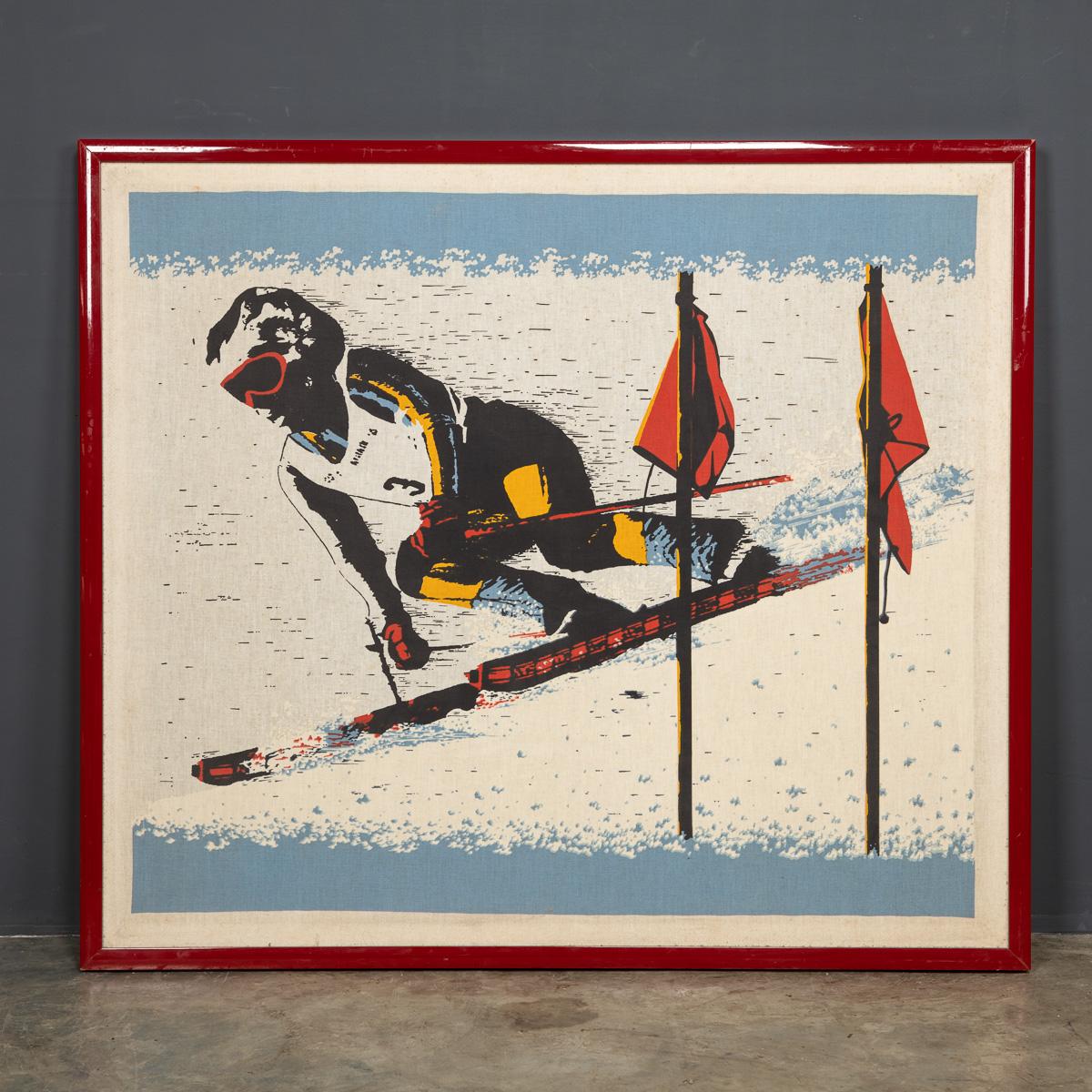 A mid 20th century silk screen print of a slalom downhill ski race. This superb large posters comes with a timeless made to measure custom frame.

Condition
In great condition - No Damage.

Size
Width: 108cm
Height: 95cm.