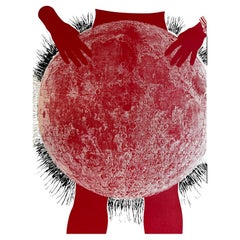 Moon Baby aus Seide auf Papier des 20. Jahrhunderts, hergestellt 1968 von Kiki Kogelnik