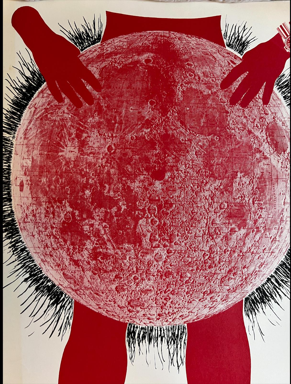Austrian 20th Century Silkscreen on Paper Moon Baby made in 1968 by Kiki Kogelnik For Sale