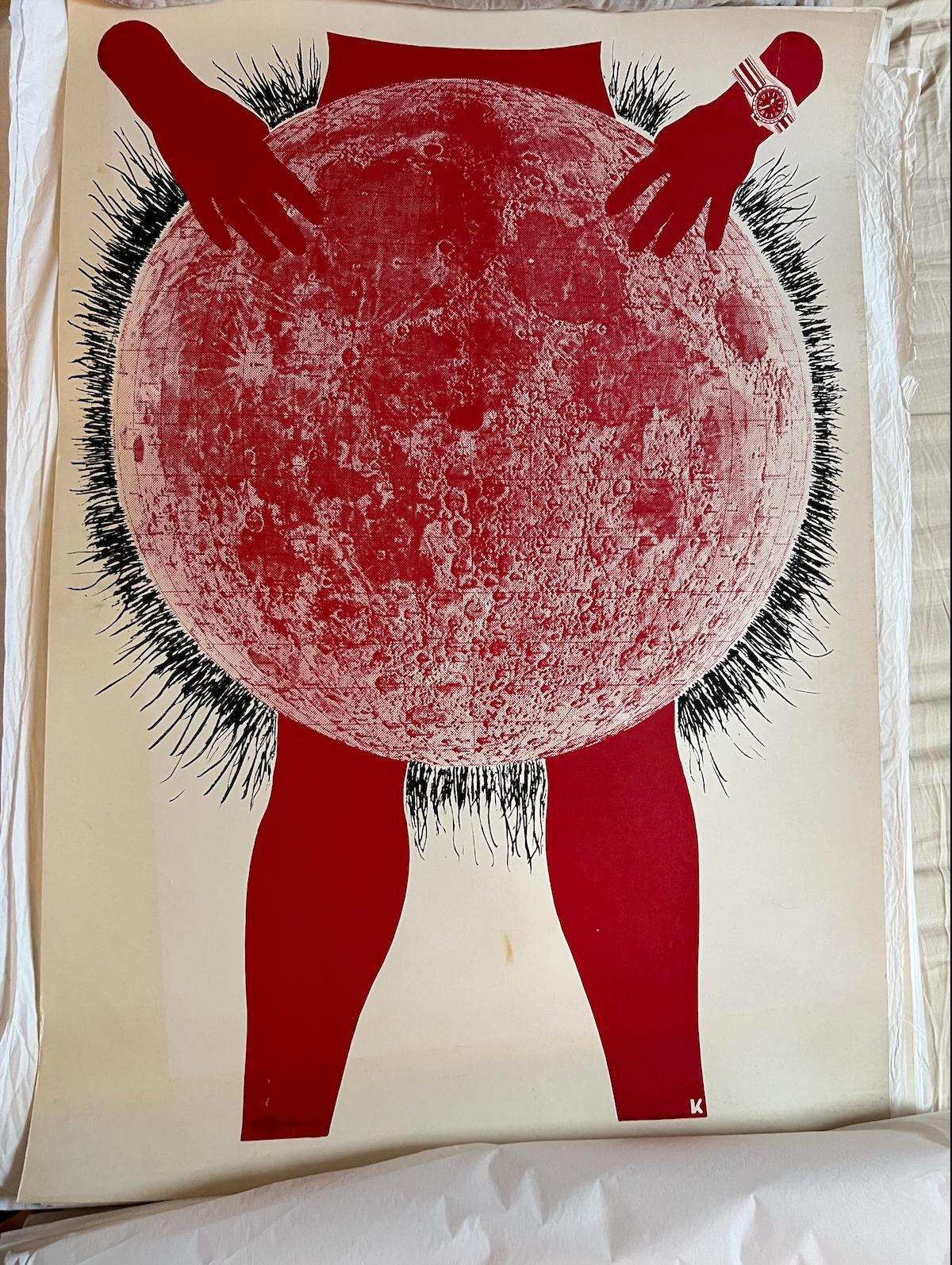 20th Century Silkscreen on Paper Moon Baby made in 1968 by Kiki Kogelnik For Sale 3