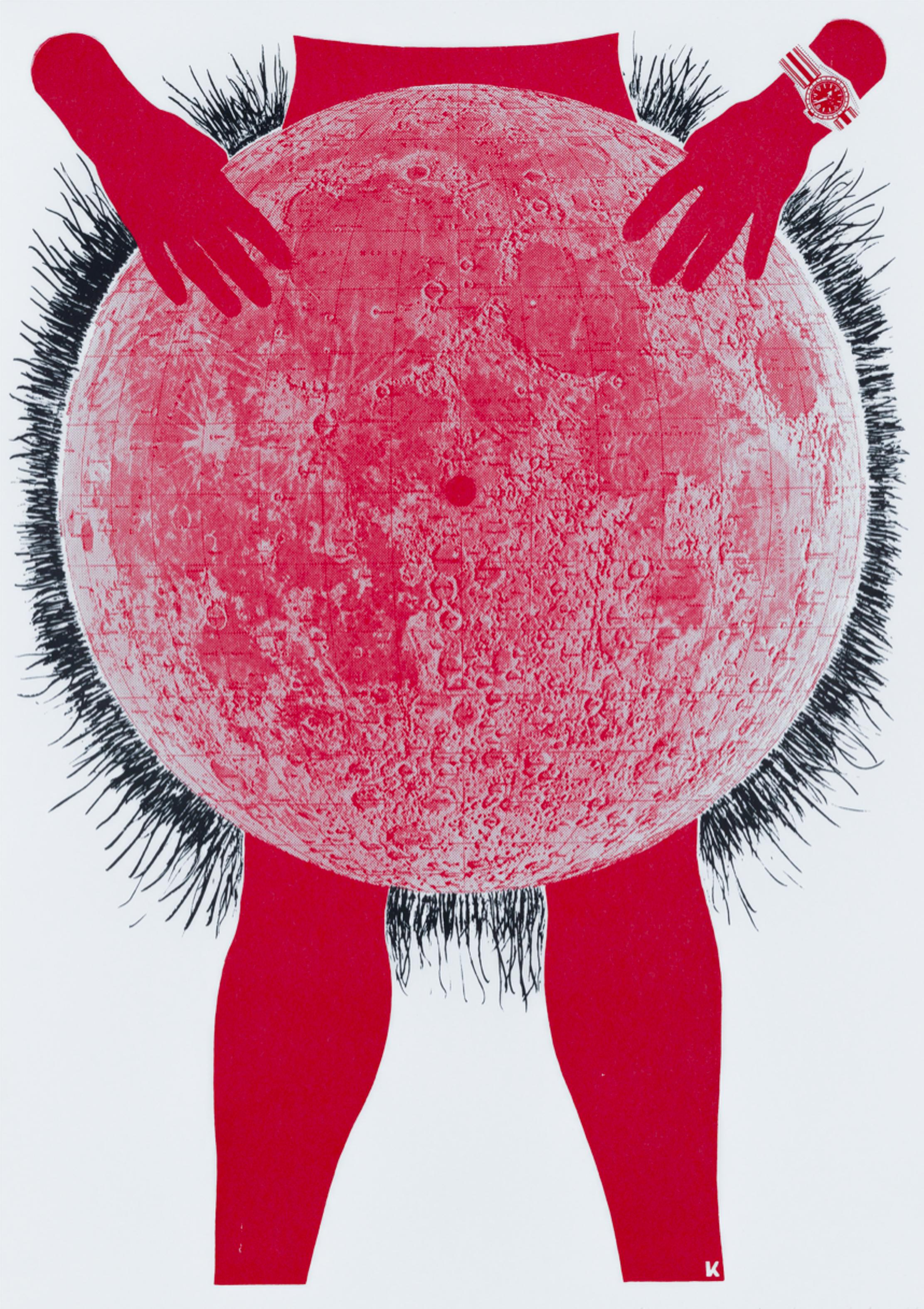 20th Century Silkscreen on Paper Moon Baby made in 1968 by Kiki Kogelnik For Sale 4