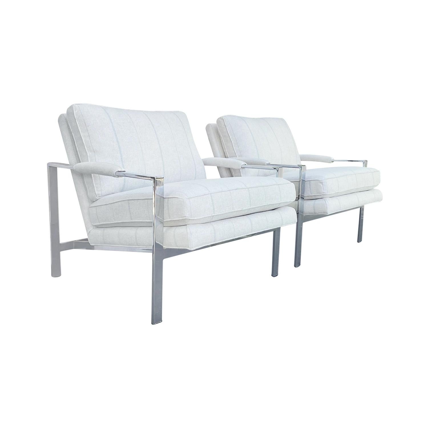 Mid-Century Modern 20th Century American Pair of Vintage Thayer Coggin Armchairs by Milo Baughman For Sale
