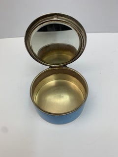 20th century Silver and blue enamel Oval Box