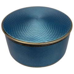 Antique 20th century Silver and blue enamel Oval Box