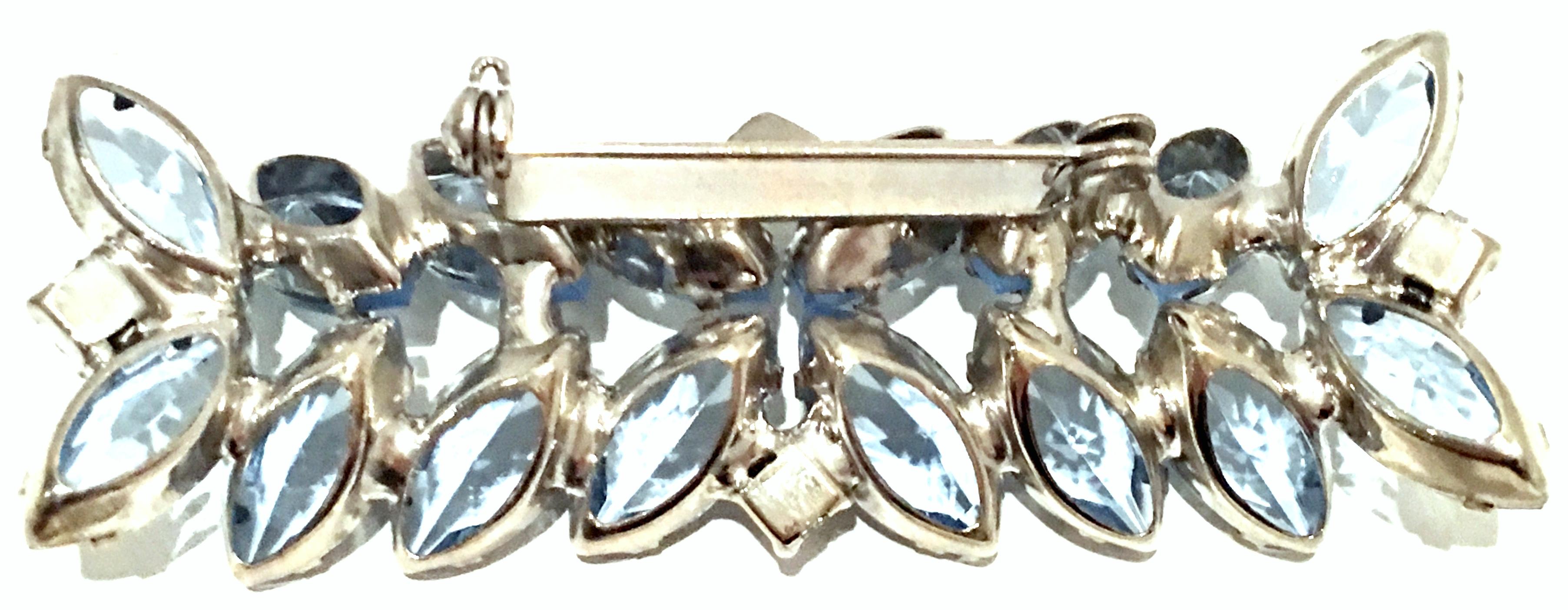 20th Century Silver & Austrian Crystal Abstract Butterfly Brooch For Sale 6