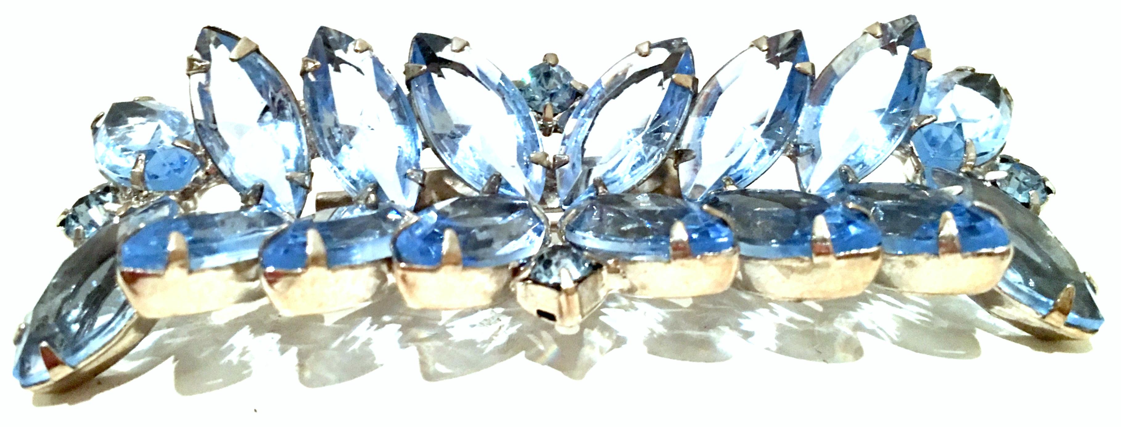 Women's or Men's 20th Century Silver & Austrian Crystal Abstract Butterfly Brooch For Sale