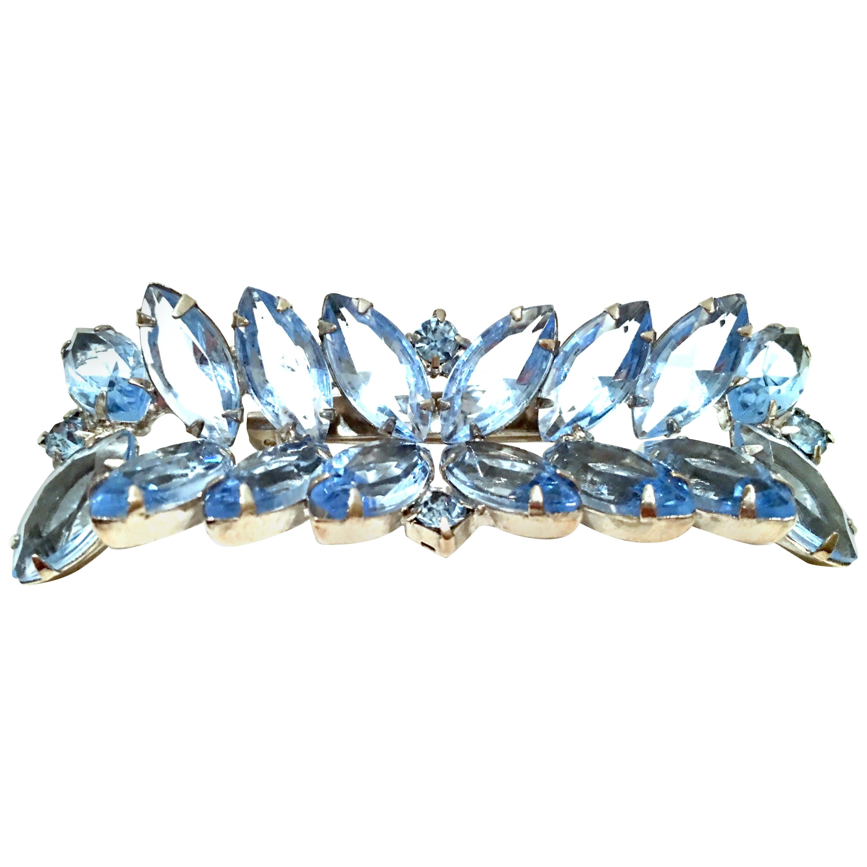 20th Century Silver & Austrian Crystal Abstract Butterfly Brooch For Sale