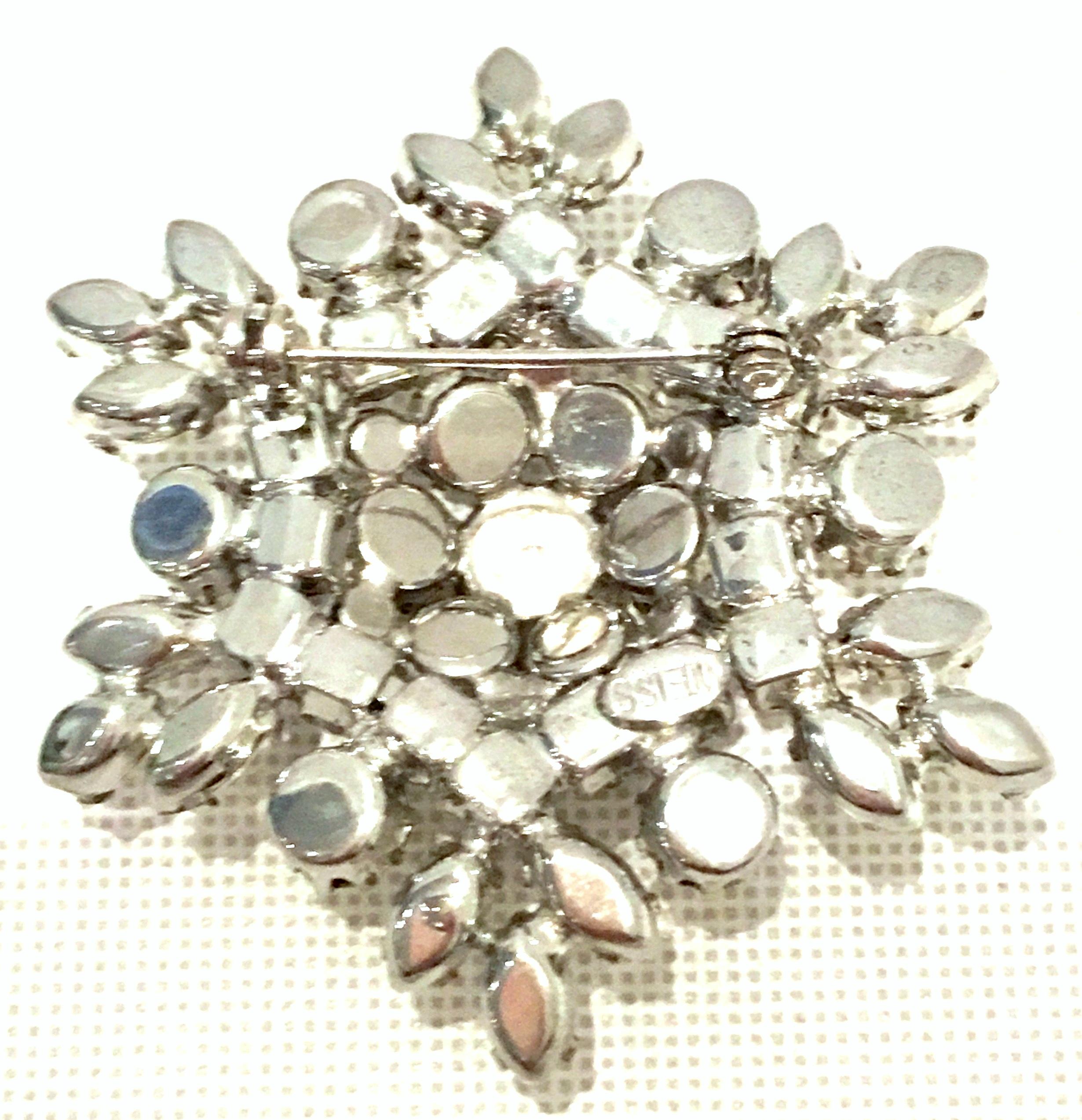 20th Century Silver & Austrian Crystal Brooch By, Weiss 1