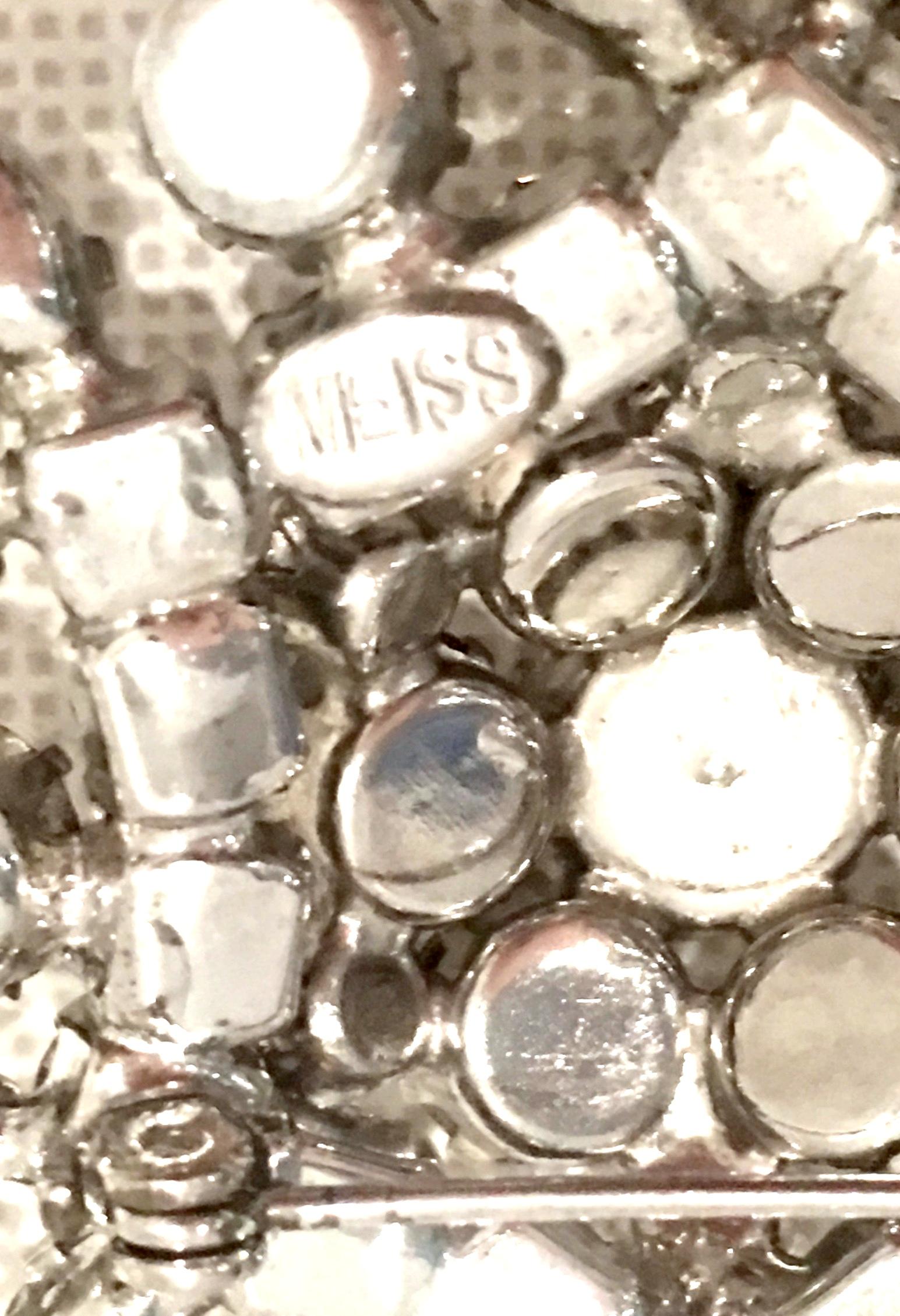 20th Century Silver & Austrian Crystal Brooch By, Weiss 2