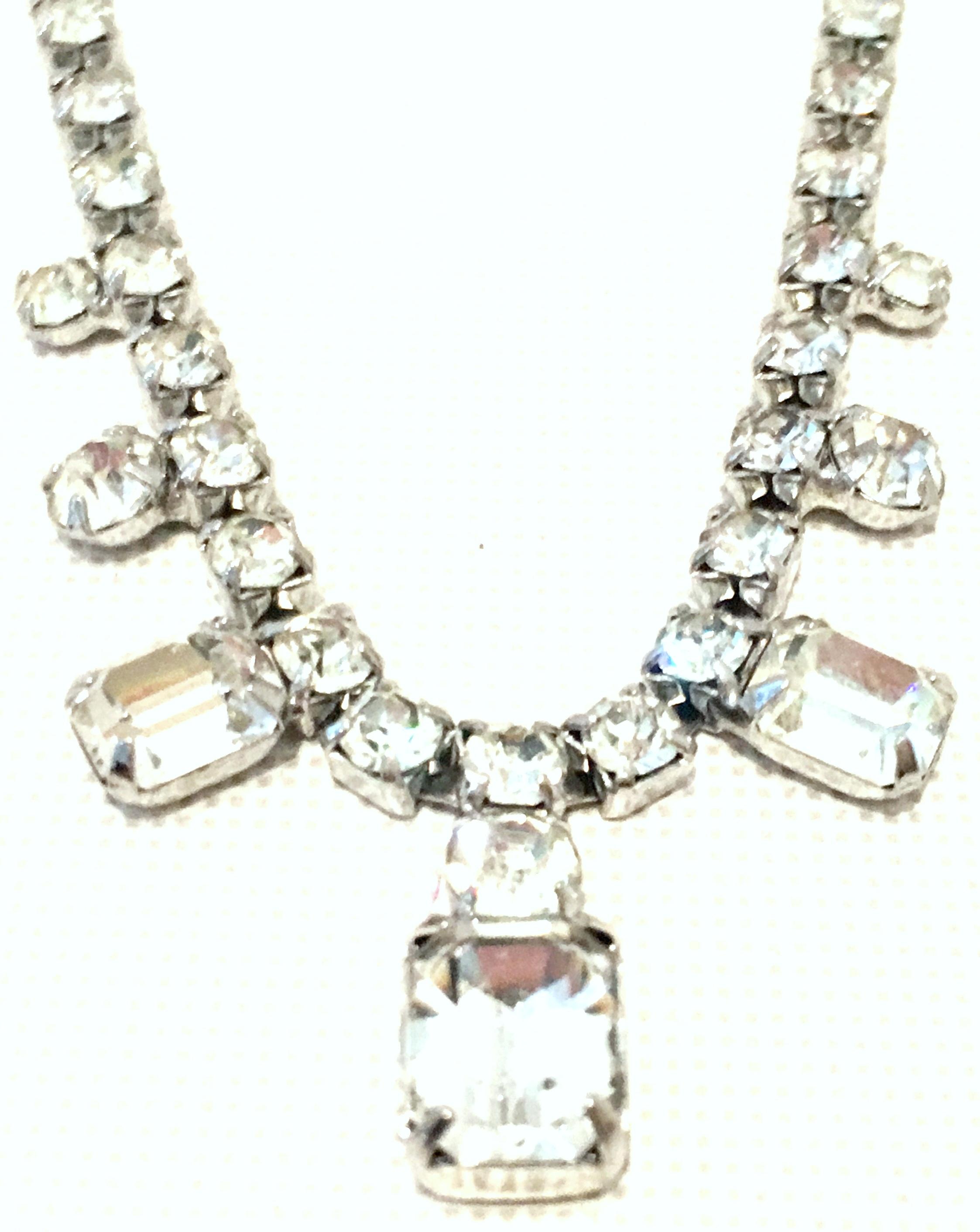 20th Century Silver & Austrian Crystal Choker Necklace By, Weiss In Good Condition For Sale In West Palm Beach, FL
