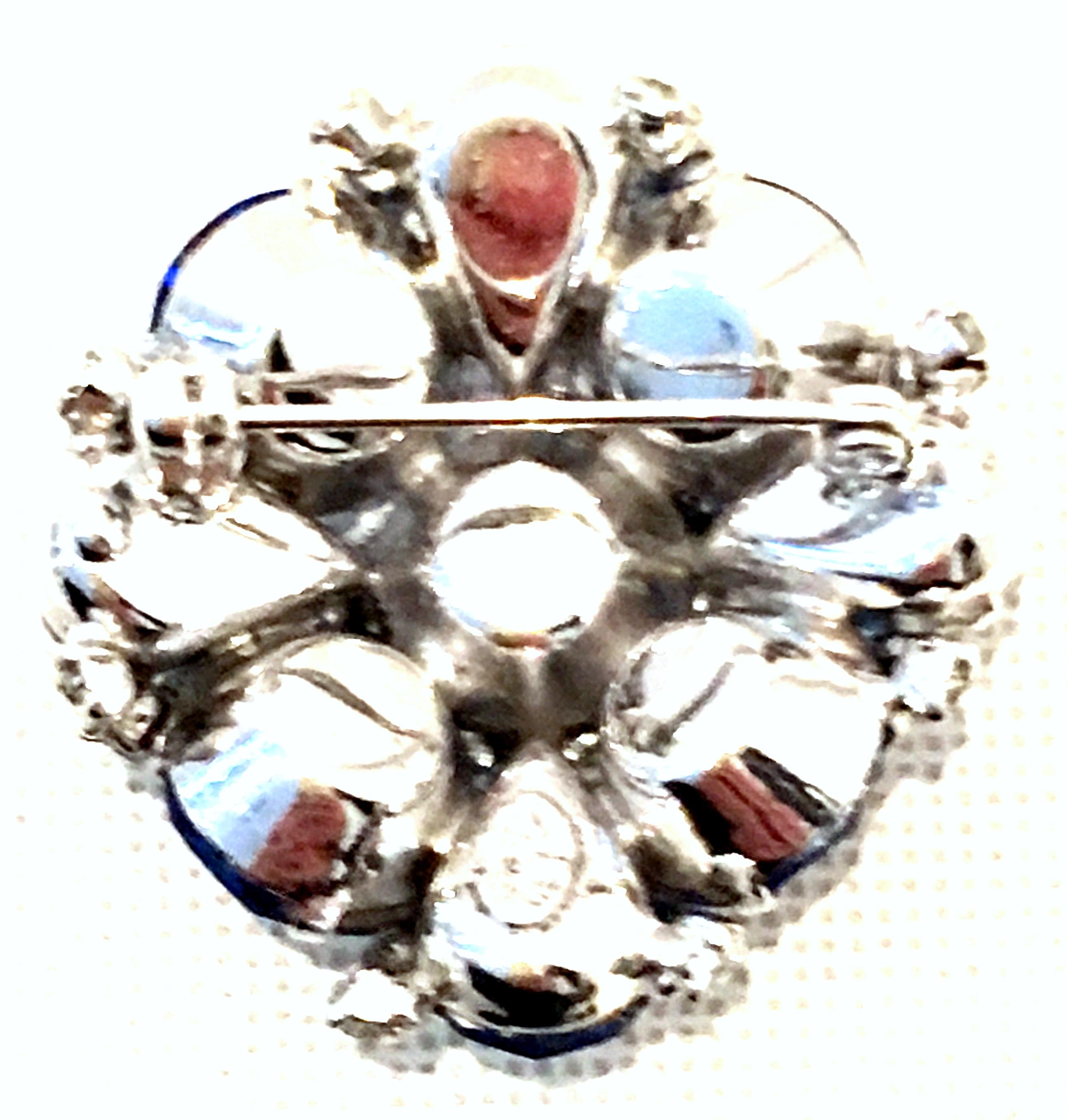 20th Century Silver & Austrian Crystal Dimensional Brooch By, Kramer 4