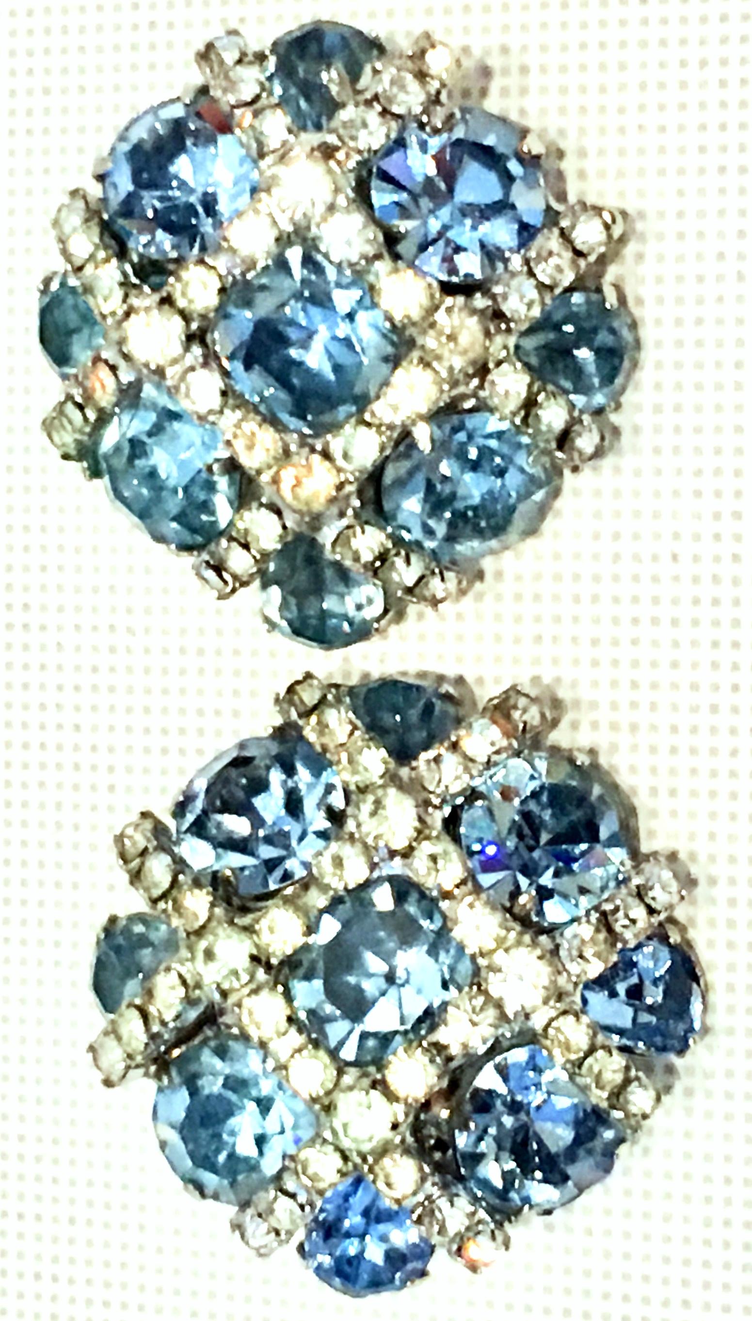 20th Century Silver & Austrian Crystal Dimensional Earrings By, Kramer 1