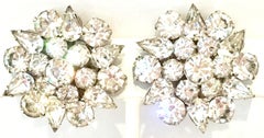 20th Century Silver & Austrian Crystal Dimensional Earrings