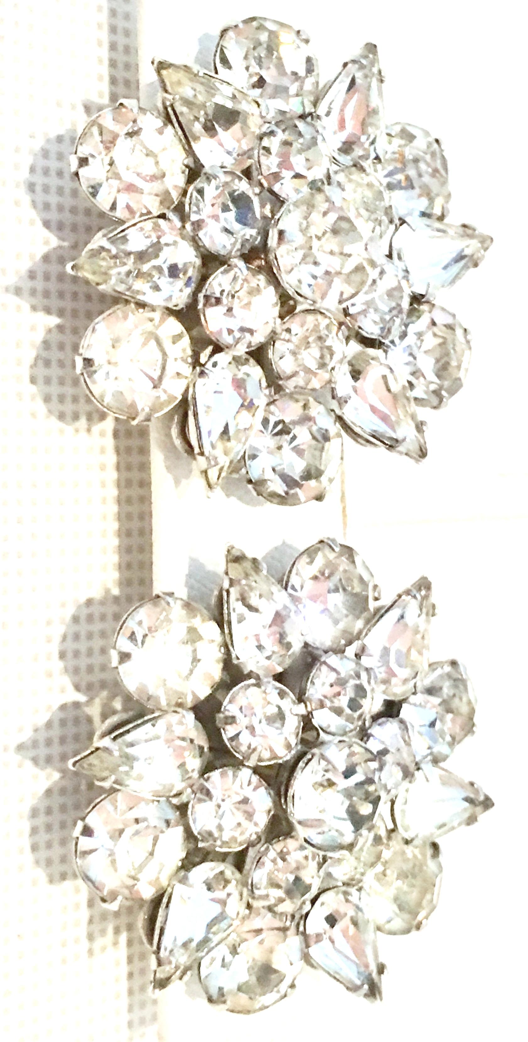 20th Century Silver & Austrian Crystal Dimensional Earrings For Sale 1
