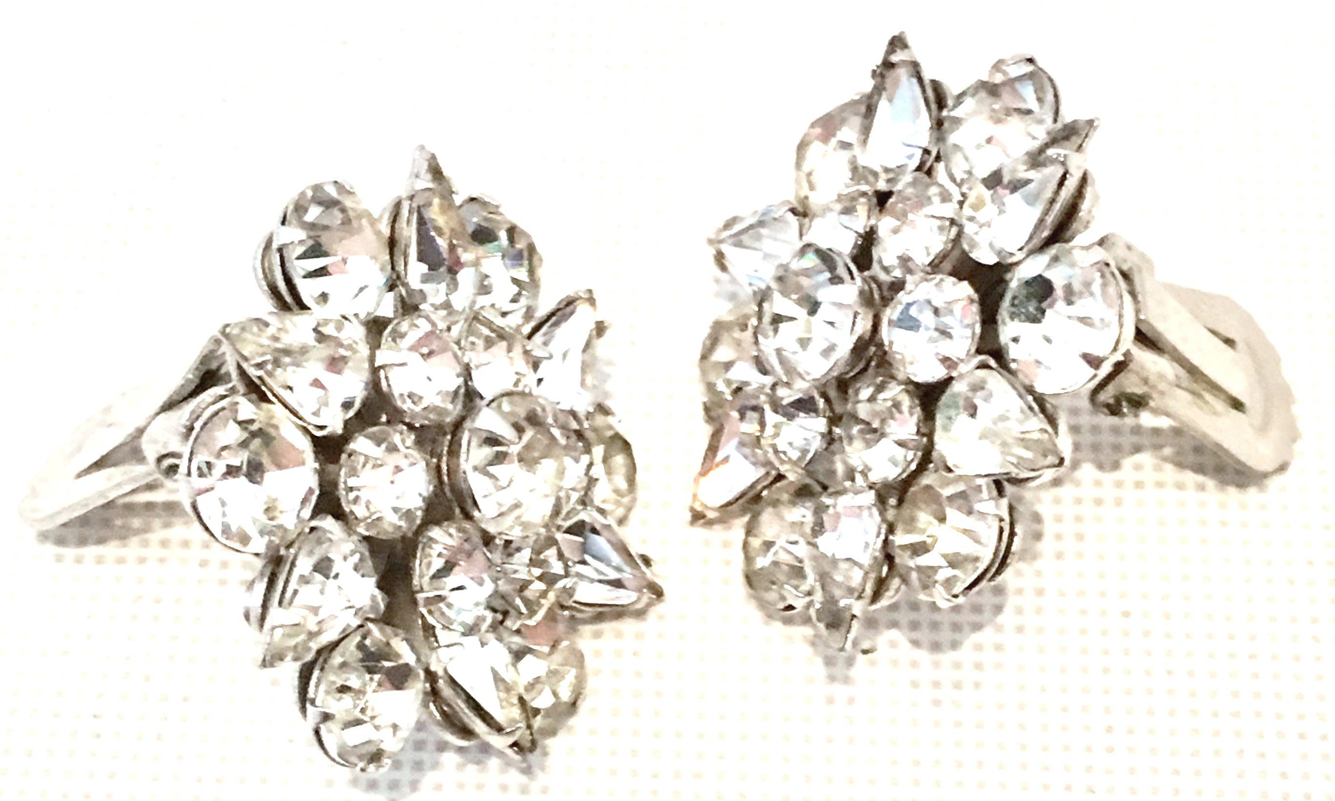 20th Century Silver & Austrian Crystal Dimensional Earrings For Sale 3