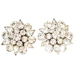 20th Century Silver & Austrian Crystal Dimensional Earrings