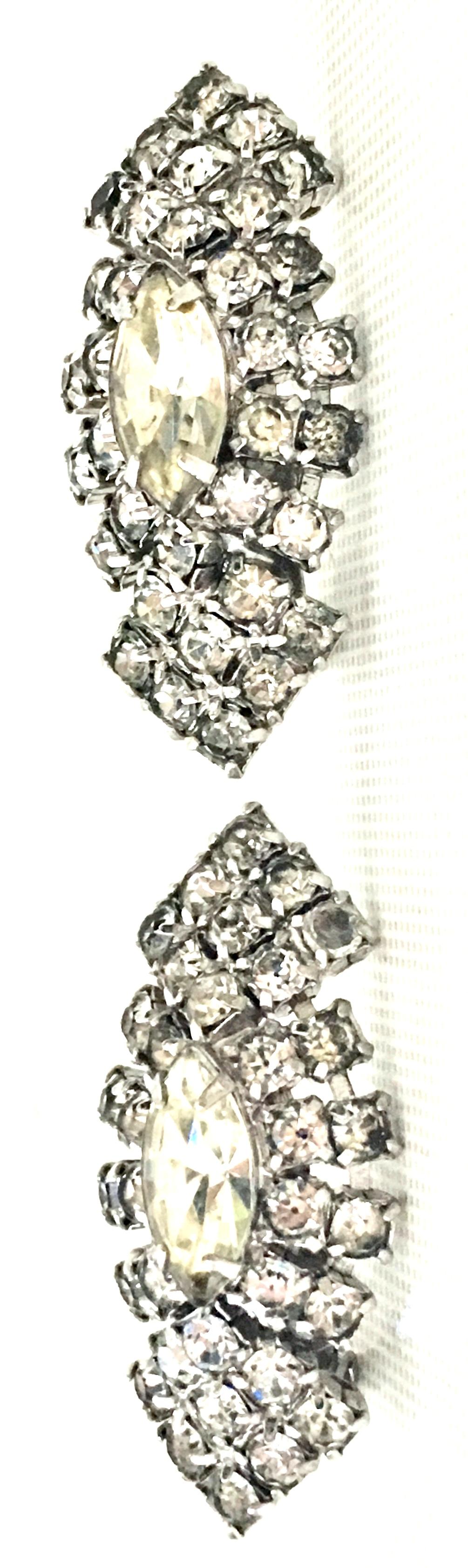 Women's or Men's 20th Century Silver & Austrian Crystal Earrings For Sale