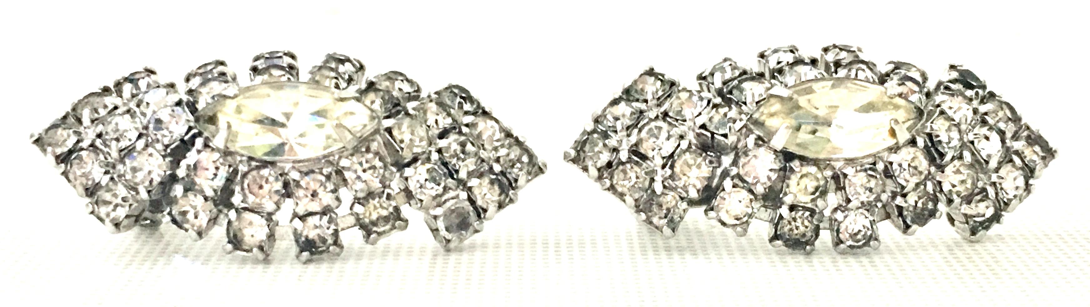 20th Century Silver & Austrian Crystal Earrings For Sale 1