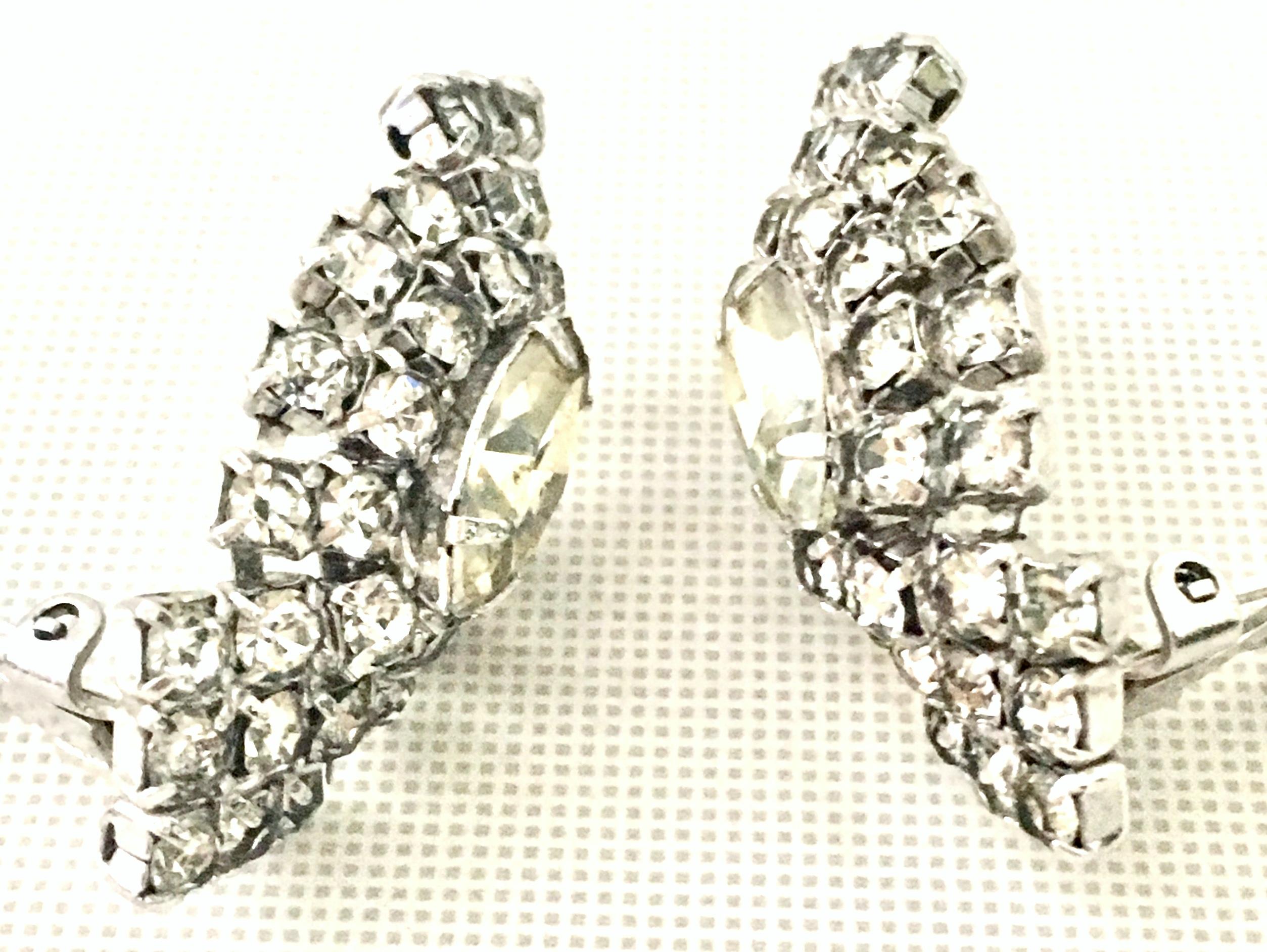 20th Century Silver & Austrian Crystal Earrings For Sale 3