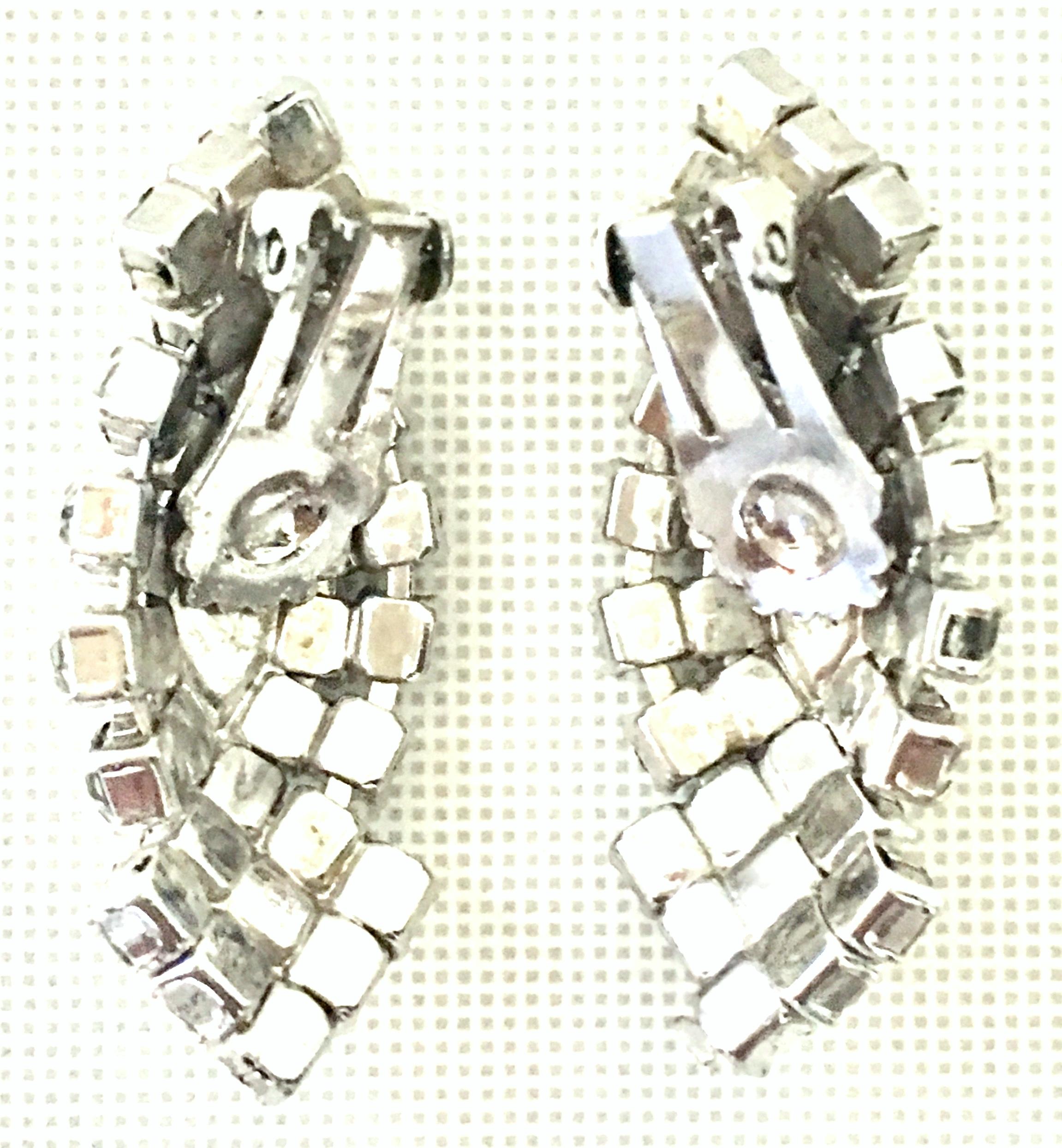 20th Century Silver & Austrian Crystal Earrings For Sale 4