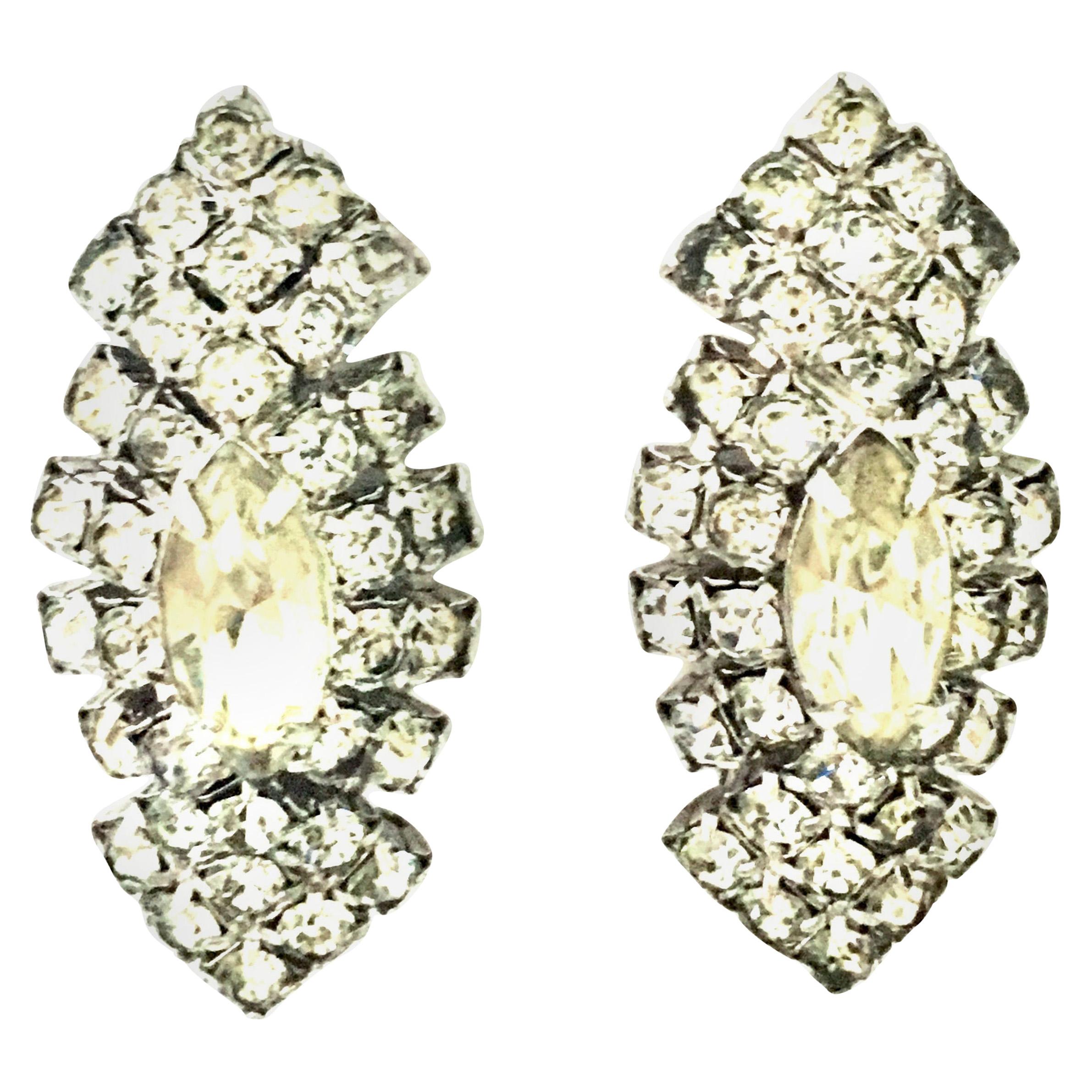 20th Century Silver & Austrian Crystal Earrings For Sale