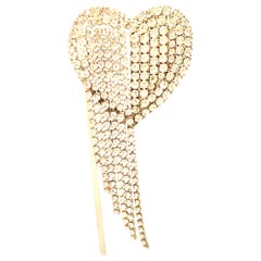 20th Century Silver & Austrian Crystal Heart Brooch