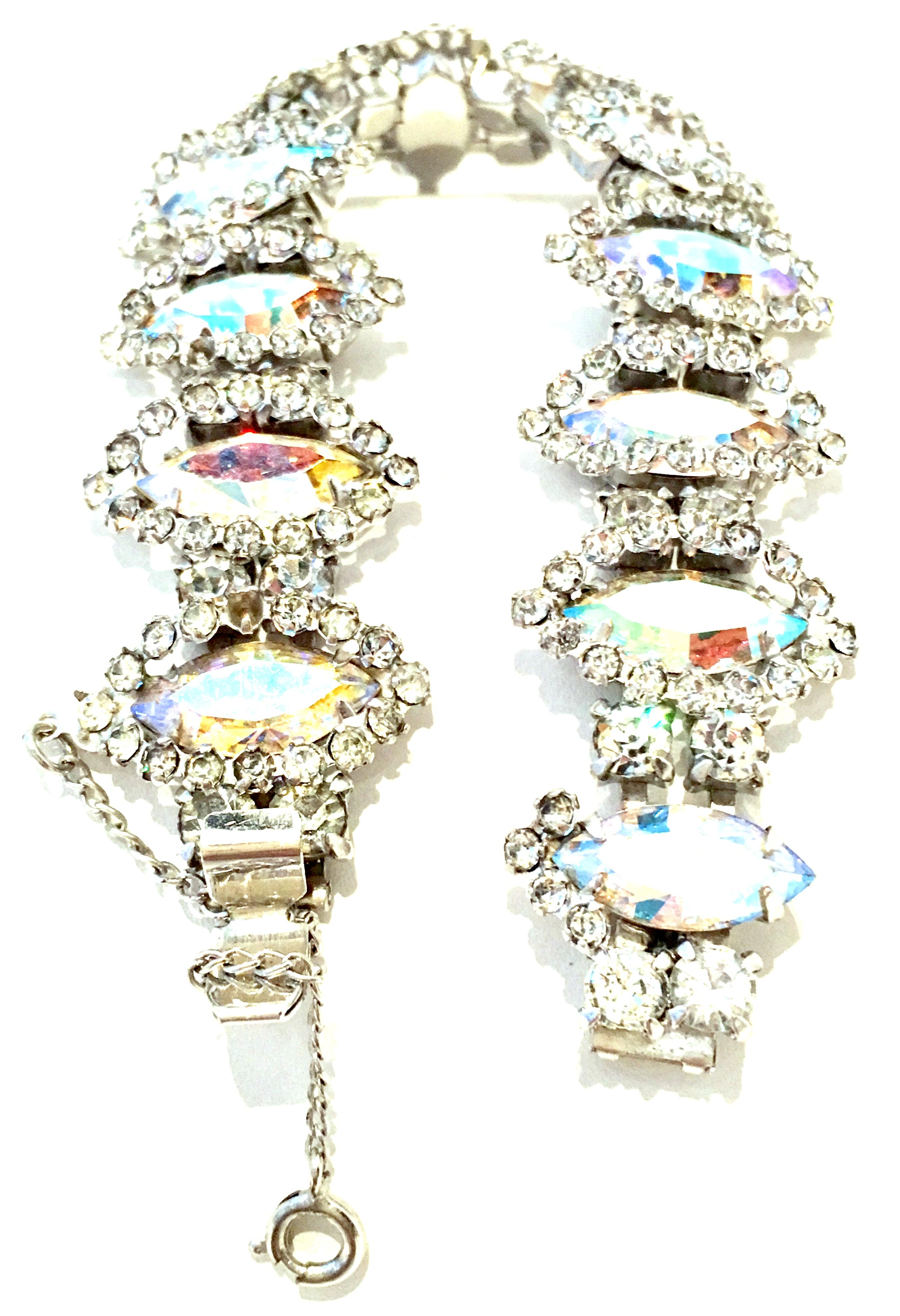 Women's or Men's 20th Century Silver & Austrian Crystal Link Bracelet By, Weiss For Sale