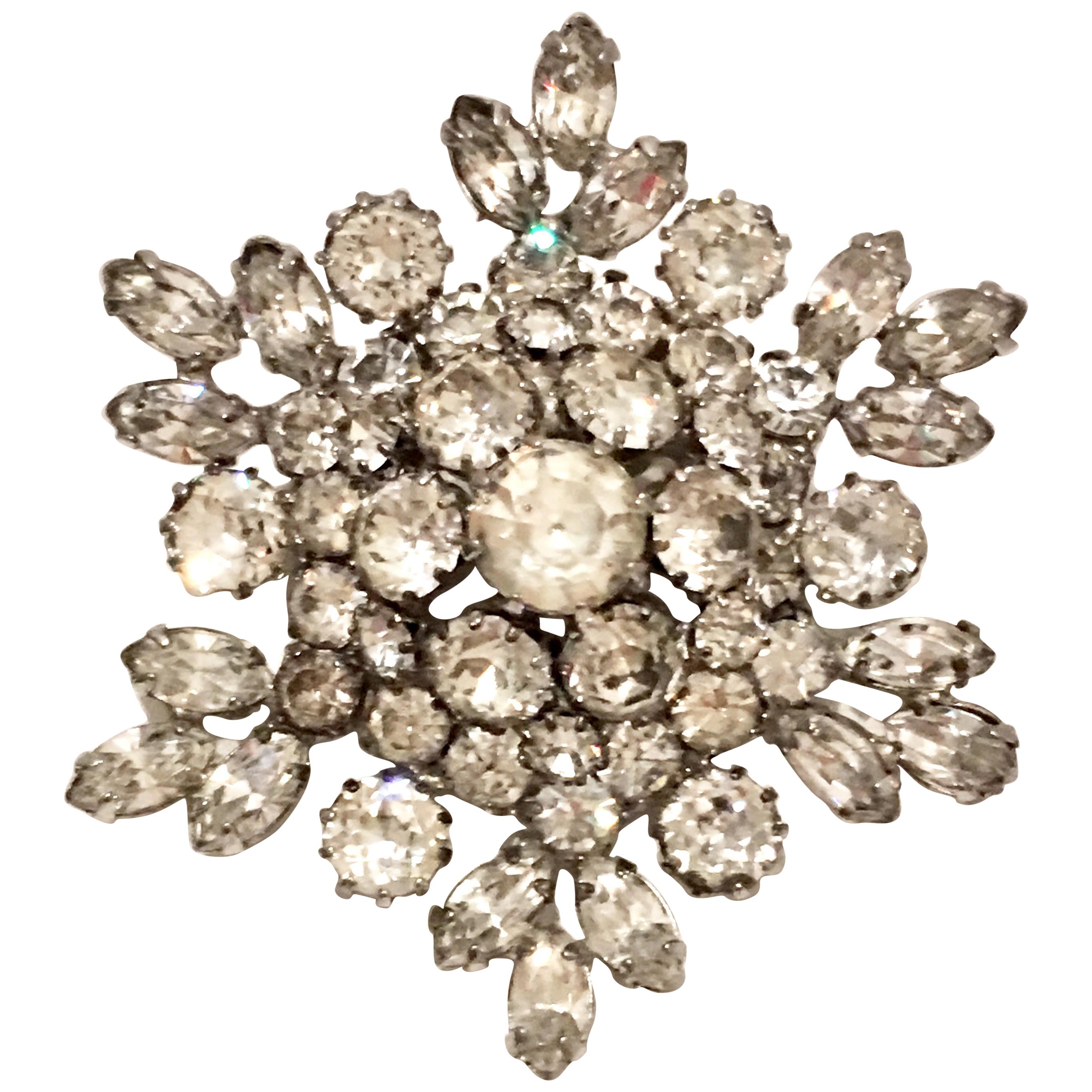 20th Century Silver & Austriian Crystal "Snowflake" Brooch By, Weiss