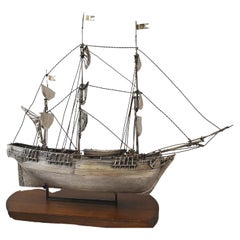 20th Century Silver Bounty Sailing Ship Model Artisan Made Florence Italy, 1970s