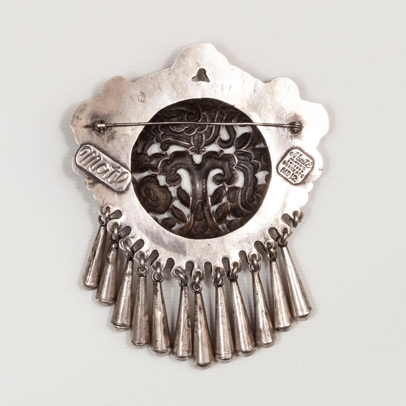 Tribal 20th Century Silver Brooch by Matilde Poulat of MATL For Sale