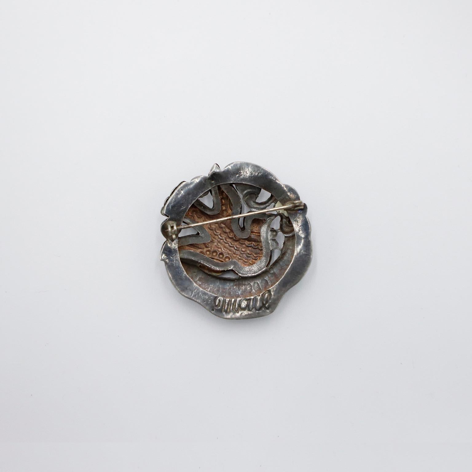 Mid-Century Modern 20th Century Silver Brooch by Matilde Poulat of MATL, Mexico For Sale