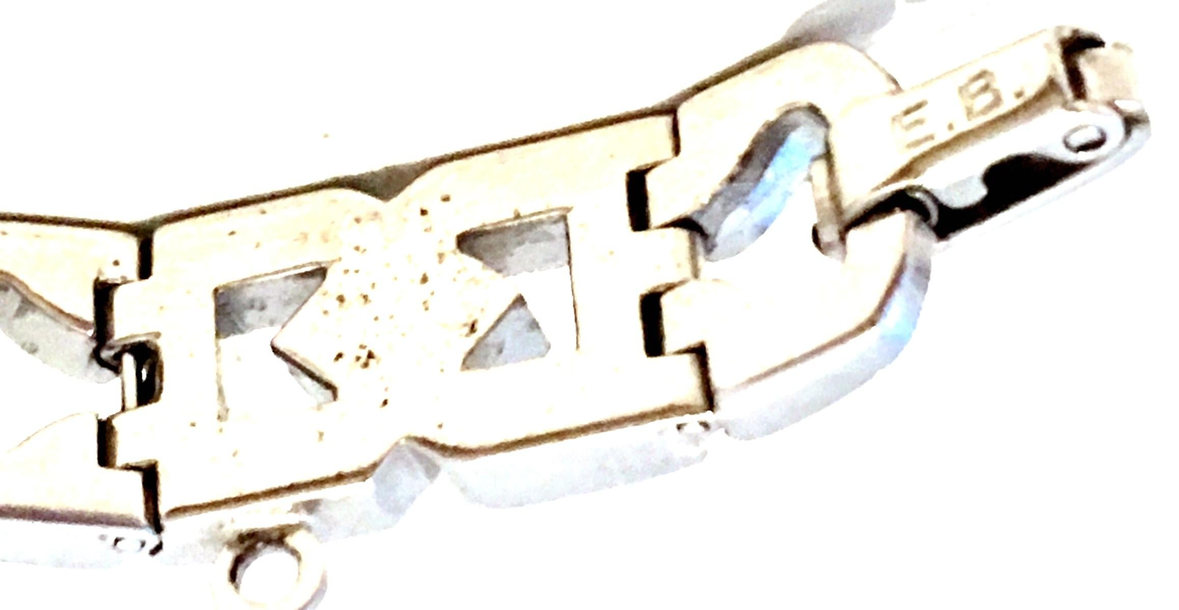 20th Century Silver & Crystal Art Deco Link Bracelet By, Engel Bros. 2