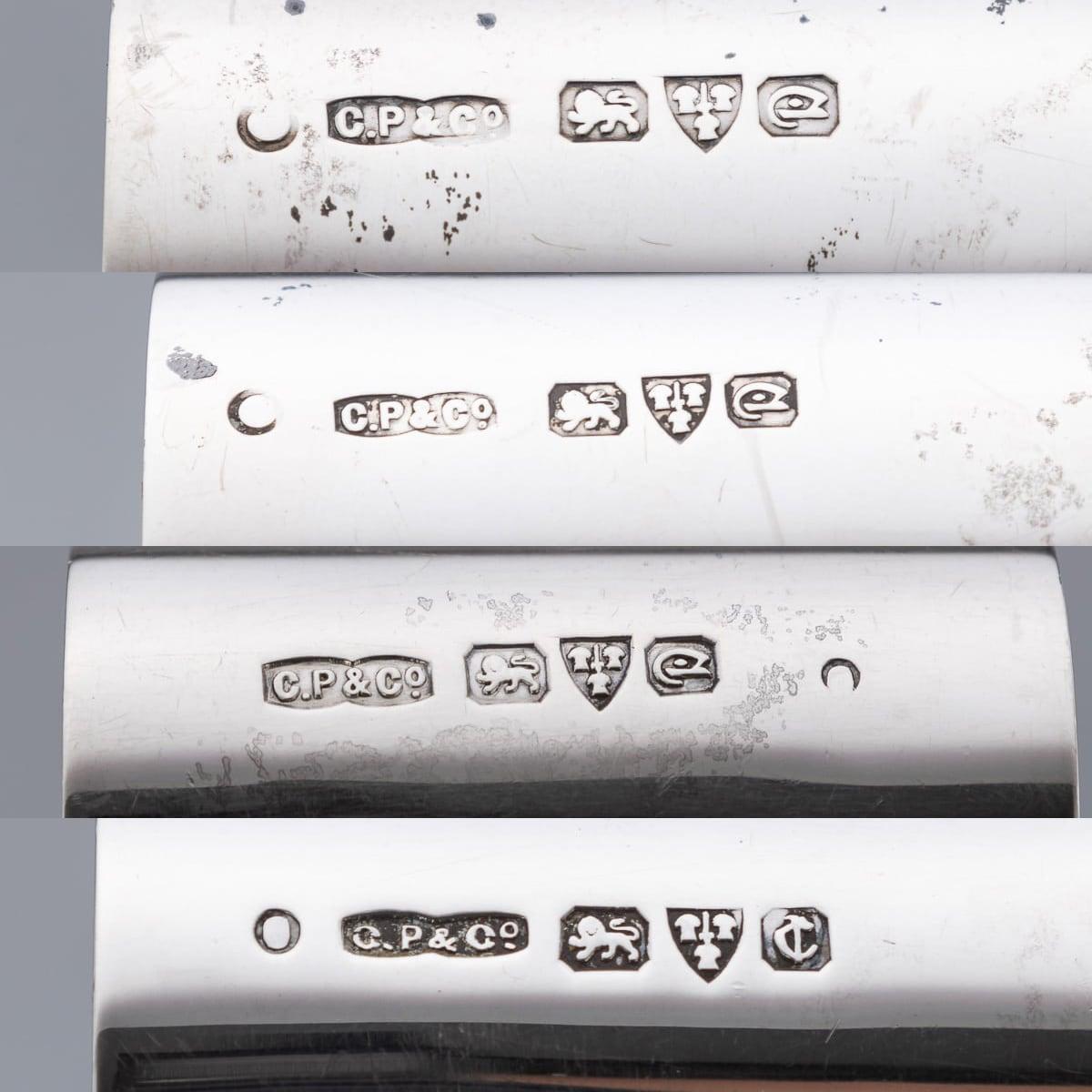 Ensemble d'anneaux de serviette du 20ème siècle en argent et émail, Chester vers 1928 en vente 5