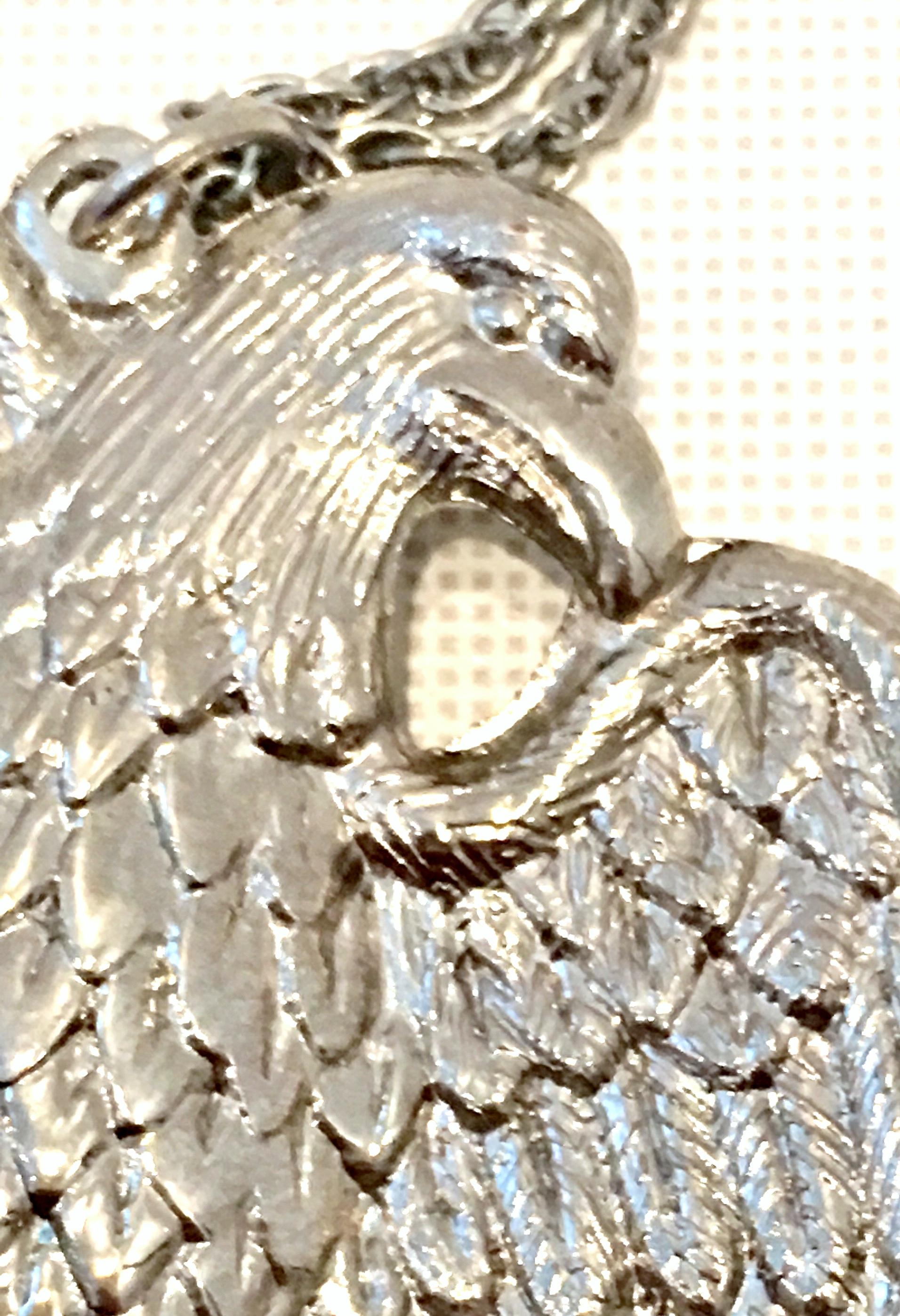 20th Century Silver & Enamel Patriotic Flag & Eagle Pendant Necklace By, Gorham For Sale 6