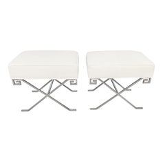 20th Century Silver French Pair of Iron Benches Attributed to Jean-Michel Frank